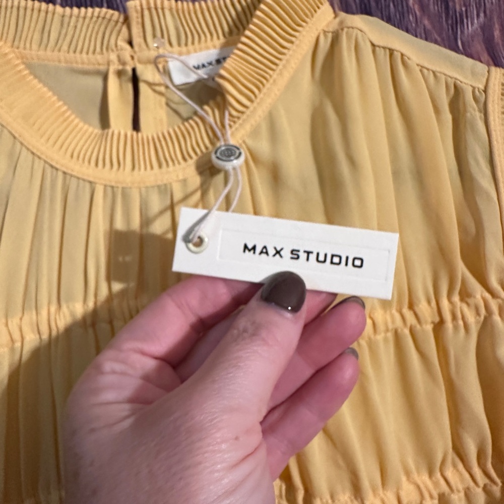 Max Studio sheer yellow top. New with tags. - Picture 3 of 6